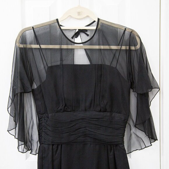 Vintage 1950s/60s Jr. Theme New York Black Dress with Sheer Overlay, size S - Picture 2 of 9